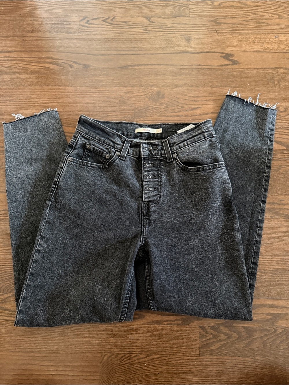 Levi's High-Rise Washed Black Straight Jeans